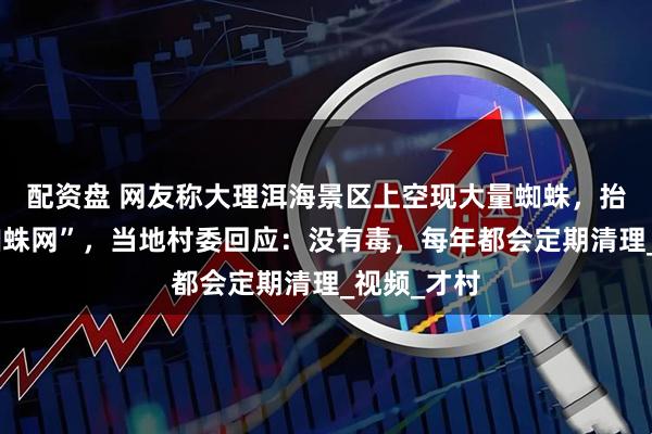 配资盘 网友称大理洱海景区上空现大量蜘蛛，抬头“漫天蜘蛛网”，当地村委回应：没有毒，每年都会定期清理_视频_才村