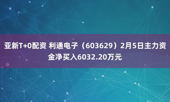 亚新T+0配资 利通电子（603629）2月5日主力资金净买入6032.20万元