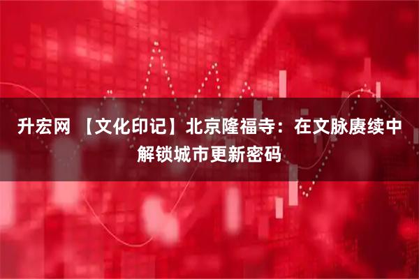 升宏网 【文化印记】北京隆福寺：在文脉赓续中解锁城市更新密码