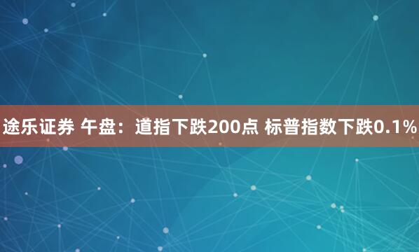 途乐证券 午盘：道指下跌200点 标普指数下跌0.1%